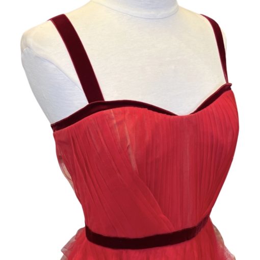 MARCHESA NOTTE Tulle Velvet Gown in Red (8) 4