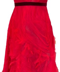 MARCHESA NOTTE Tulle Velvet Gown in Red (8) 11