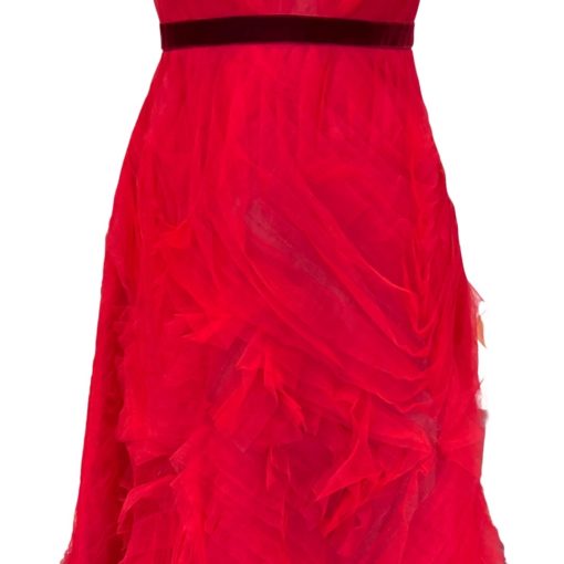 MARCHESA NOTTE Tulle Velvet Gown in Red (8) 5