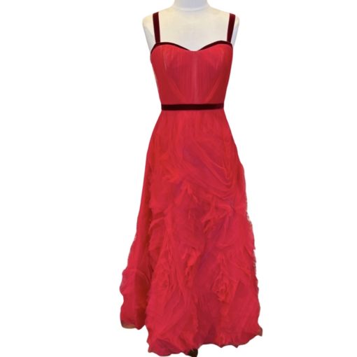 MARCHESA NOTTE Tulle Velvet Gown in Red (8) 7