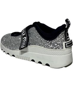 MIU MIU Glitter Sneakers in Silver and Black (38) 12