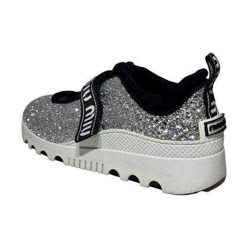 MIU MIU Glitter Sneakers in Silver and Black (38) 6