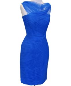MONIQUE LHUILLIER Tulle Cocktail Dress in Cobalt Blue (Fits 4-6) 8
