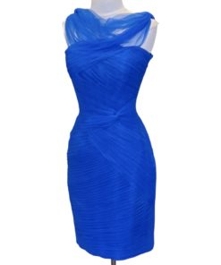 MONIQUE LHUILLIER Tulle Cocktail Dress in Cobalt Blue (Fits 4-6) 9