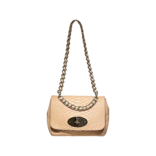 MULBERRY Lily Top Handle Bag in Peach Snakeskin 5