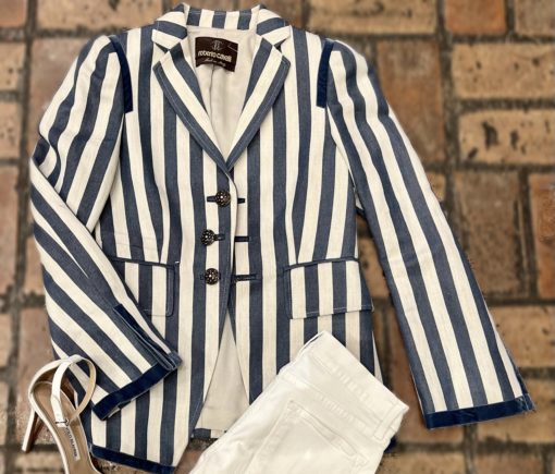 ROBERTO CAVALLI Stripe Jacket in Blue and Ivory (6) 1