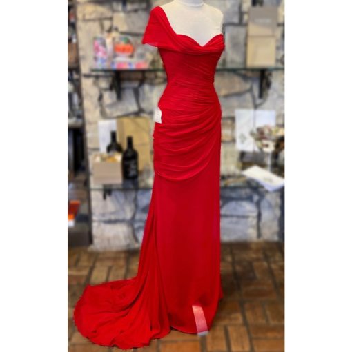 ROMONA KEVEZA One Shoulder Gown In Red (2) 1
