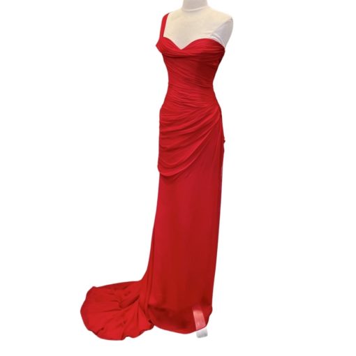 ROMONA KEVEZA One Shoulder Gown In Red (2) 7