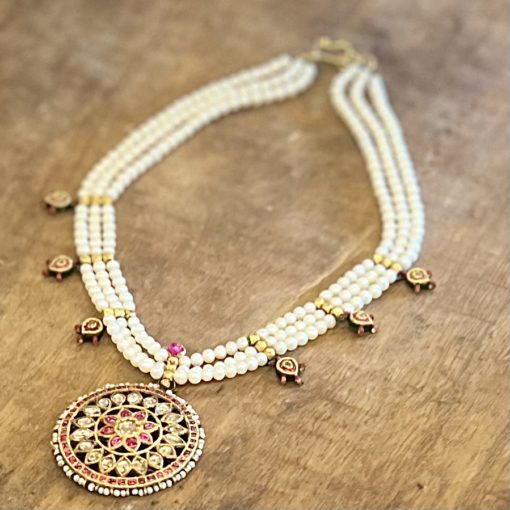 Custom Pearl Diamond Pendant Necklace in 18-22k Gold 2