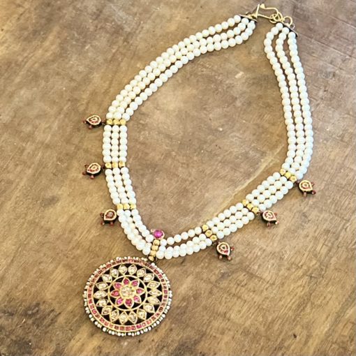 Custom Pearl Diamond Pendant Necklace in 18-22k Gold 4