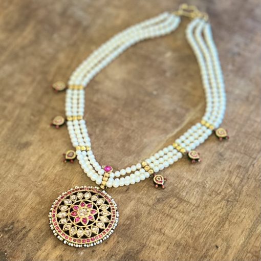 Custom Pearl Diamond Pendant Necklace in 18-22k Gold 5