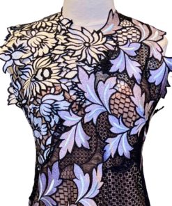 SELF PORTRAIT Floral Crochet Dress in Black, Lilac and White (8) 7
