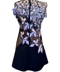 SELF PORTRAIT Floral Crochet Dress in Black, Lilac and White (8) 10