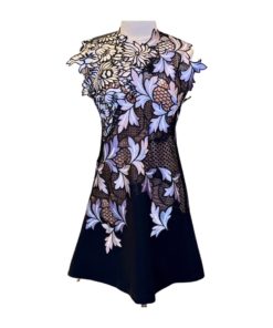 SELF PORTRAIT Floral Crochet Dress in Black, Lilac and White (8) 11