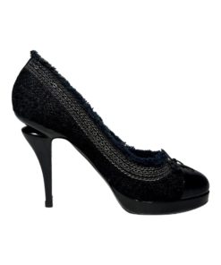 CHANEL Boulce Fringe Cap Toe Pumps in Black and Navy (37.5) 10