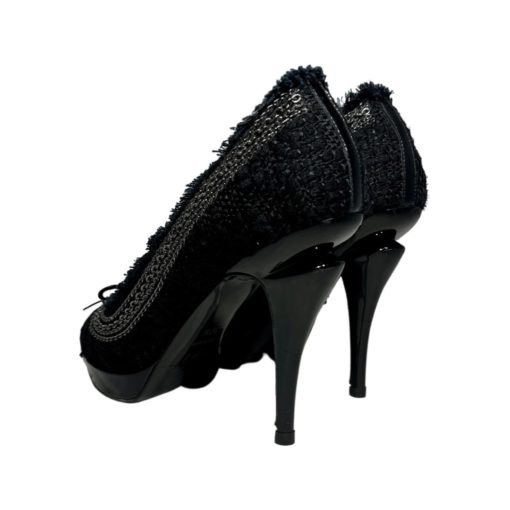 CHANEL Boulce Fringe Cap Toe Pumps in Black and Navy (37.5) 5