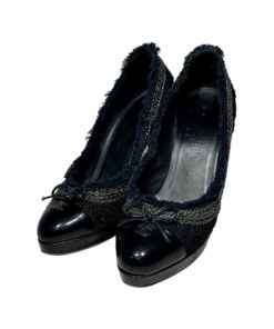 CHANEL Boulce Fringe Cap Toe Pumps in Black and Navy (37.5) 13