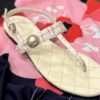 CHANEL Pearl Boucle T-Strap Sandals (42) 17