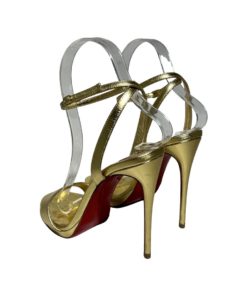 CHRISTIAN LOUBOUTIN Loubi Queen Leather Sandals in Gold (37) 8