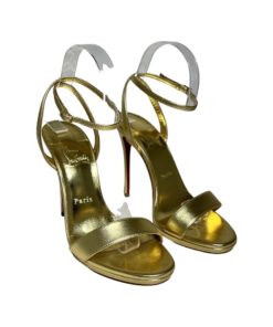 CHRISTIAN LOUBOUTIN Loubi Queen Leather Sandals in Gold (37) 9