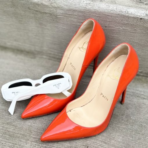 CHRISTIAN LOUBOUTIN Patent So Kate Pumps in Fire Coral (36.5) 1