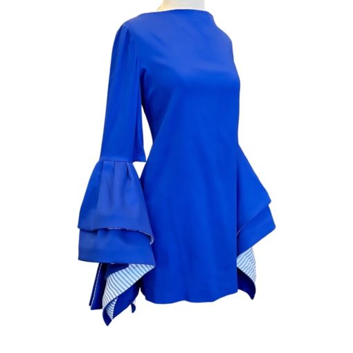 LEAL DACCARETT Ruffle Bow Dress in Blue (Medium) 2