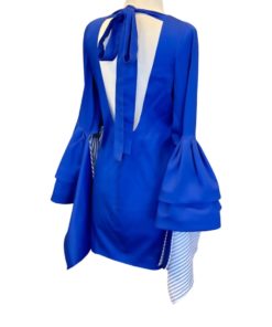 LEAL DACCARETT Ruffle Bow Dress in Blue (Medium) 8