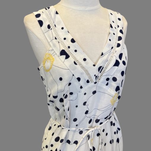 SEE BY CHLOE Floral Dot Maxi Dress in White, Navy and Yellow (4) 2