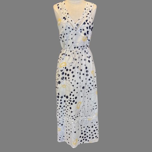 SEE BY CHLOE Floral Dot Maxi Dress in White, Navy and Yellow (4) 3
