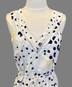 SEE BY CHLOE Floral Dot Maxi Dress in White, Navy and Yellow (4) 10