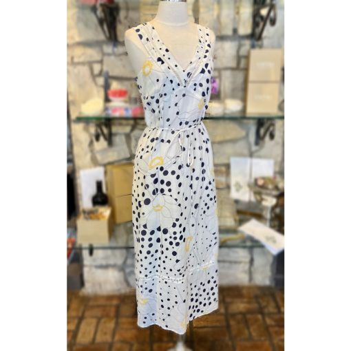SEE BY CHLOE Floral Dot Maxi Dress in White, Navy and Yellow (4) 1