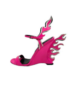 PRADA Patent Flame Wedge Sandals in Pink (36) 10