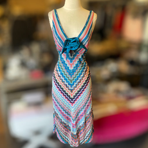 M MISSONI Patent Rossette Knit Dress Multicolored 1