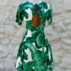 DOLCE & GABBANA Patent Pineapple Palm Dress in Green 14