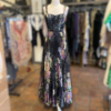 MARCHESA NOTTE Patent Floral Gown in Black Mu 6
