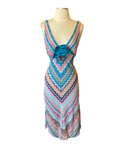 M MISSONI Patent Rossette Knit Dress Multicolored 7