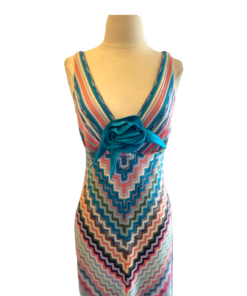 M MISSONI Patent Rossette Knit Dress Multicolored 8