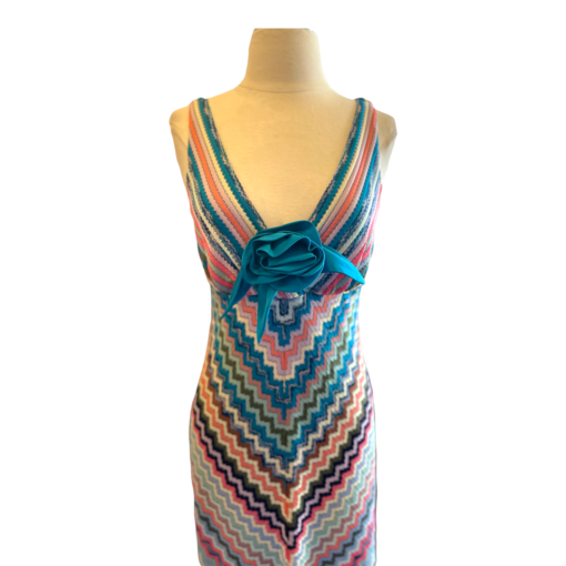 M MISSONI Patent Rossette Knit Dress Multicolored 3