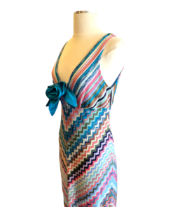 M MISSONI Patent Rossette Knit Dress Multicolored 9