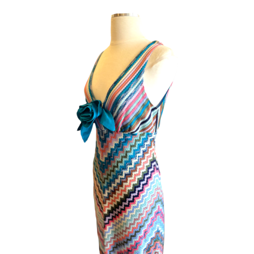 M MISSONI Patent Rossette Knit Dress Multicolored 4