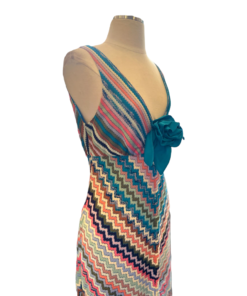 M MISSONI Patent Rossette Knit Dress Multicolored 10