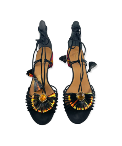 AQUAZURRA Embroidered Sandals in Black 7