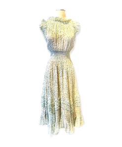 REBECCA TAYLOR Shimmer Ruffle Dress in Mint & White 9
