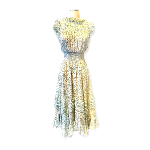 REBECCA TAYLOR Shimmer Ruffle Dress in Mint & White 2