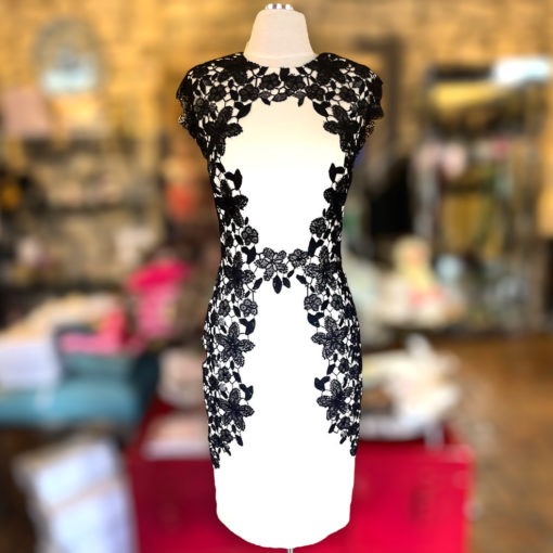 LELA ROSE Crochet Lace Dress in Ivory 1