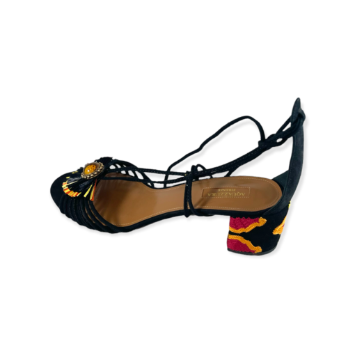 AQUAZURRA Embroidered Sandals in Black 4