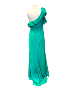 JOVANI One Shoulder Ruffle Gown in Green 7