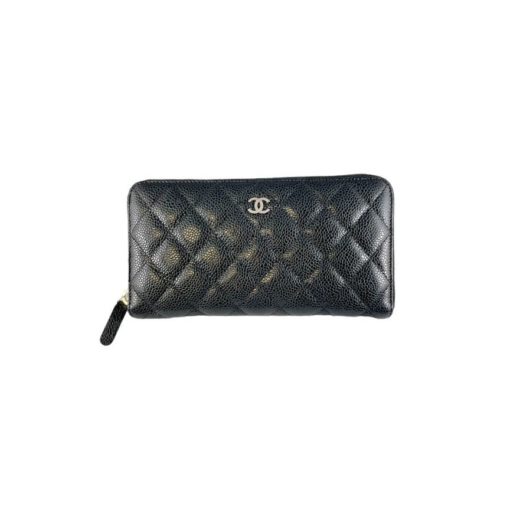 CHANEL Classic Long Zipped Wallet in Black Caviar Leather 2