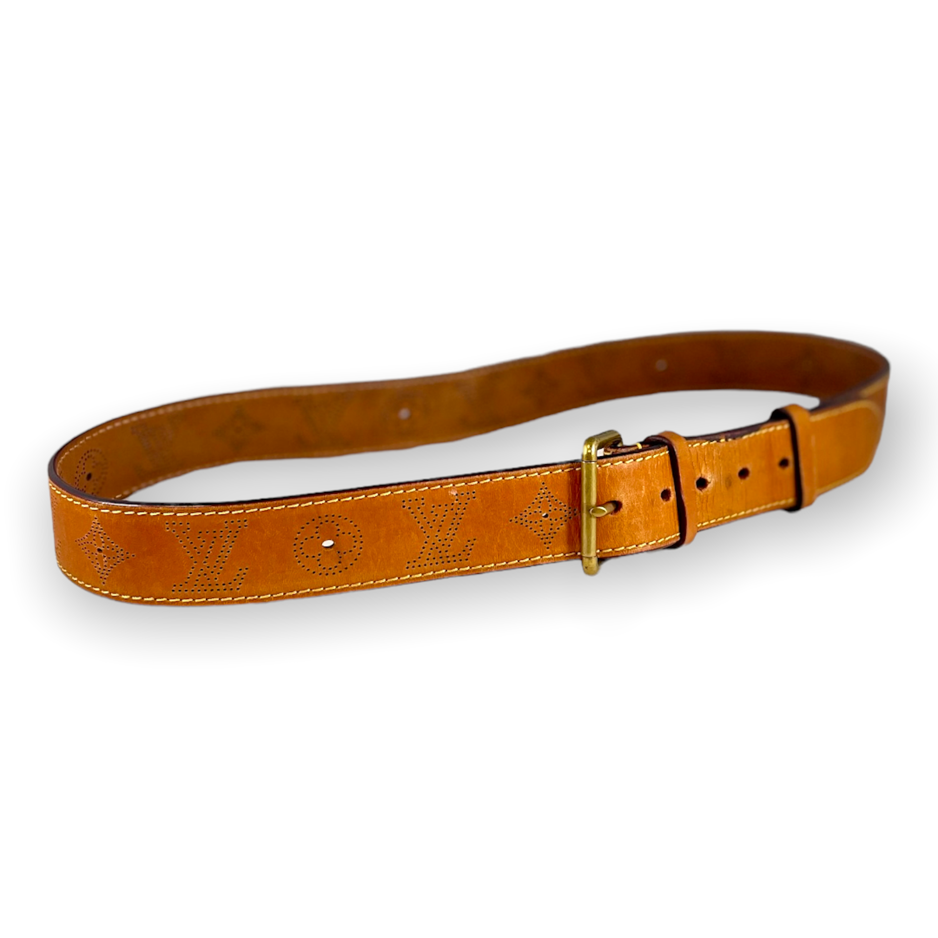 vuitton brown leather belt