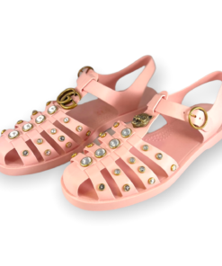 GUCCI Crystal Rubber Sandal in Pink 9